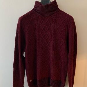 Lacoste Men's Deep Burgundy Turtleneck Sweater Limited Edition pure Laine Wool